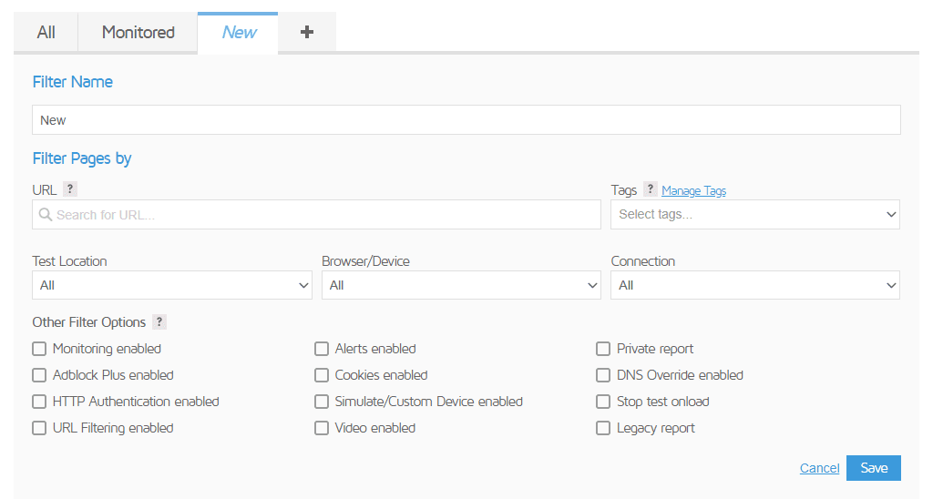 Creación de una nueva pestaña para los informes de GTmetrix