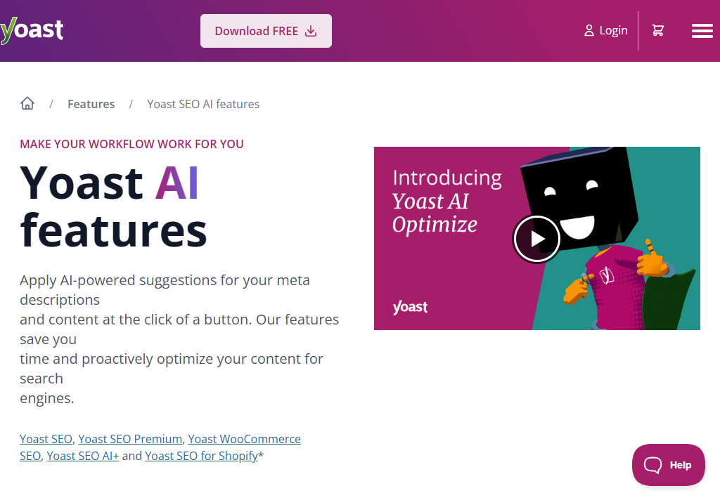 Yoast AI features