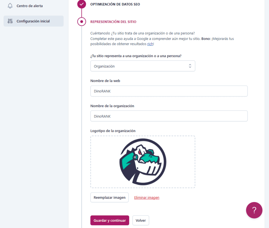 Asistente para la configuración inicial de Yoast SEO: Paso 2 - Representación del sitio