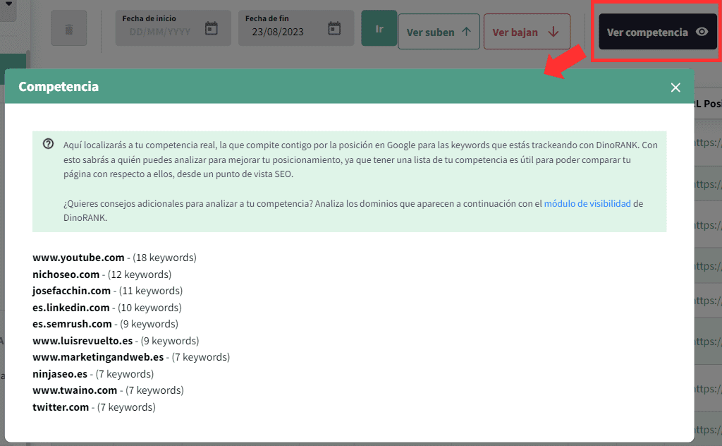 See competitors in the position tracker of DinoRANK