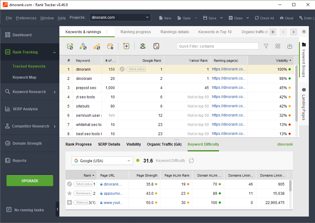 Rank Tracker de SEO PowerSuite