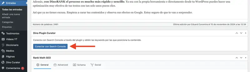 Conectar Dinoplugin con Search Console