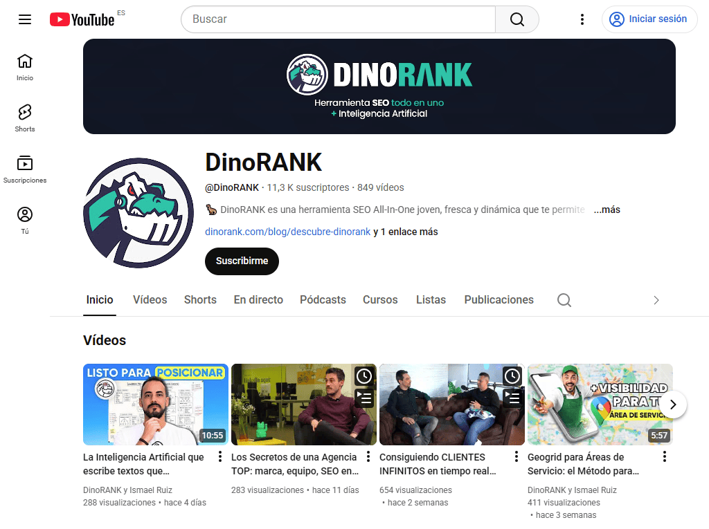 Canal de DinoRANK en YouTube