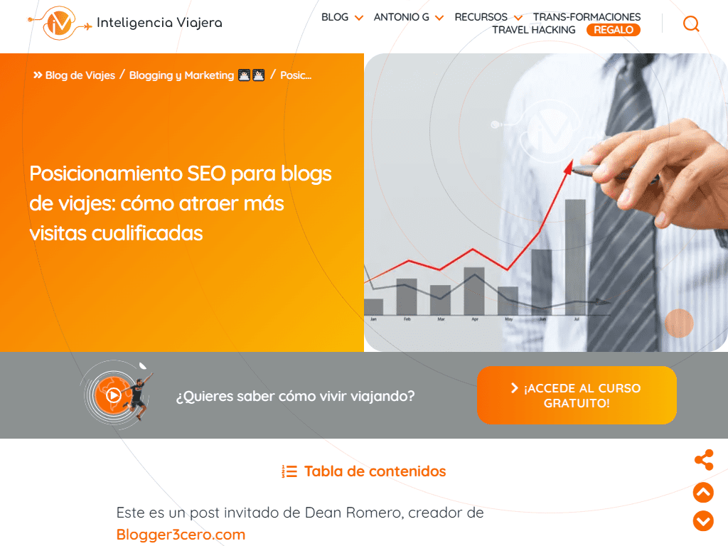 Estrategias de link building: ejemplo de mega-guía escrita por Dean Romero en el blog inteligenciaviajera.com