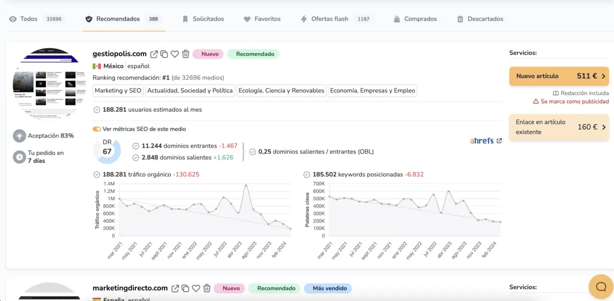 Plataforma Growwer para comprar enlaces de calidad