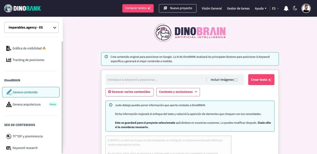 Genera contenidos SEO-friendly con IA gracias a DinoBRAIN