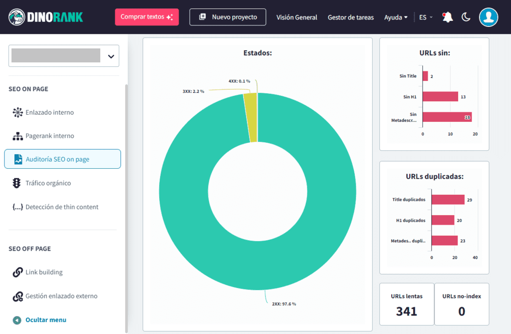 Auditoría SEO On Page de DinoRANK para una propuesta SEO