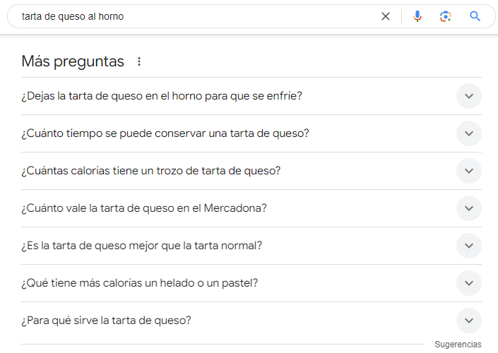 Preguntas relacionadas de Google