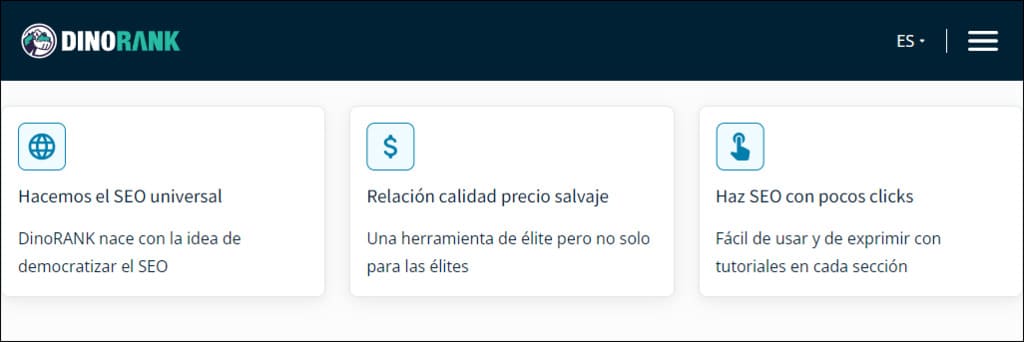 Valor añadido para vender un producto. Ejemplo de la web de DinoRANK