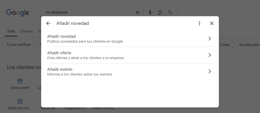 Publicar novedades en Google My Business