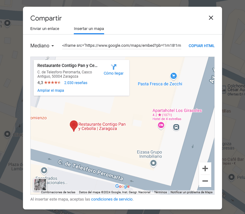 Incrustar mapa de Google en HTML