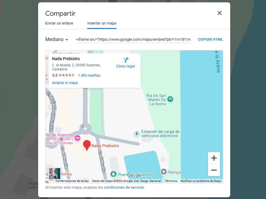 Compartir mapa de Google para insertar en tu web de WordPress