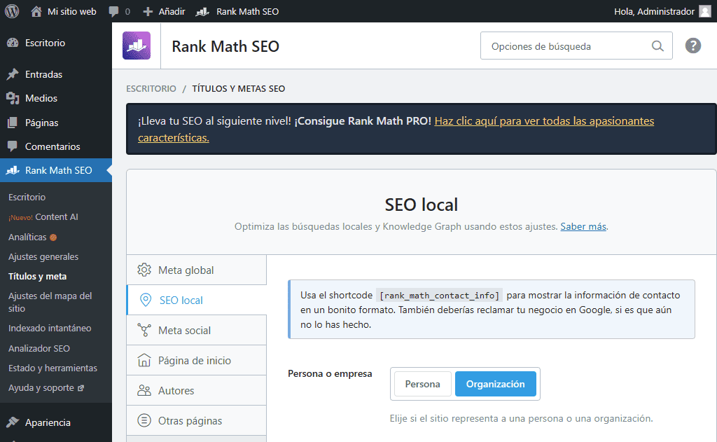 Plugin de WordPress para SEO local: Rank Math SEO