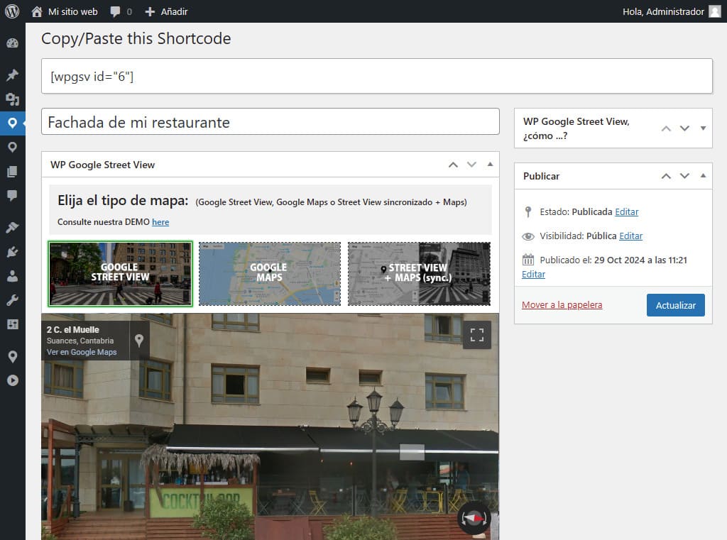 Plugin de WordPress para SEO local: WP Google Street View