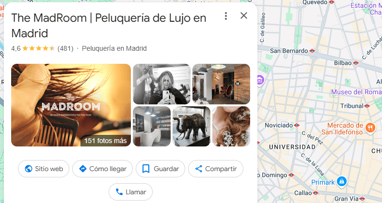 Ejemplo de fotos y videos en Google My Business