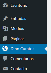 Plugin Dino Curator: menú