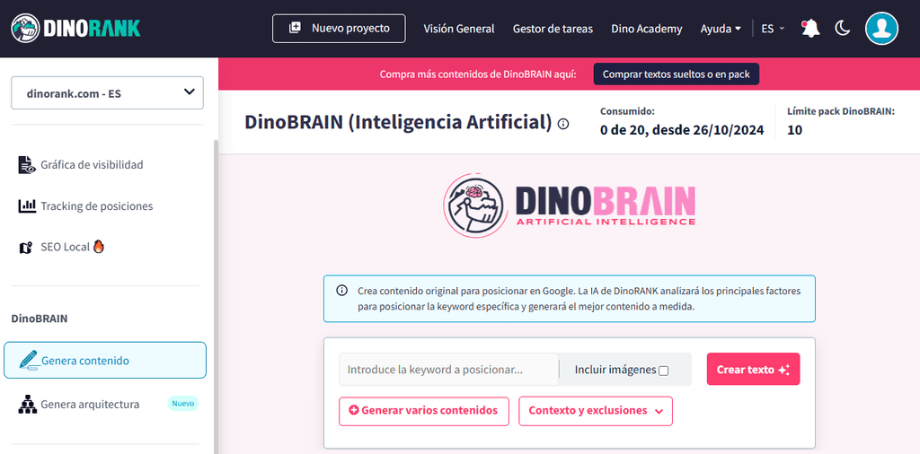 DinoBRAIN, la inteligencia artificial de DinoRANK