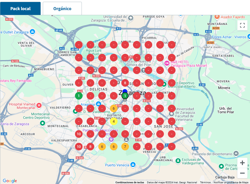 Módulo de SEO local de DinoRANK: GeoGrid