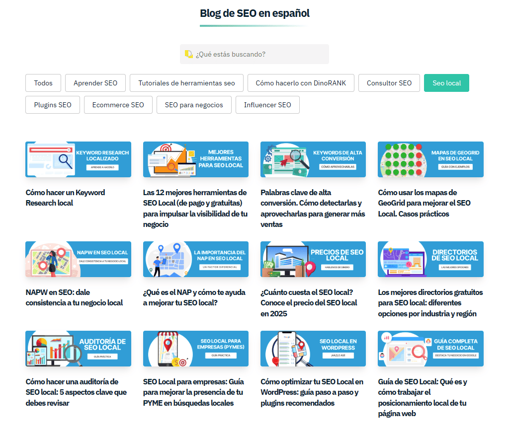 Topical cluster de SEO local en DinoRANK Topical cluster de SEO local en DinoRANK
