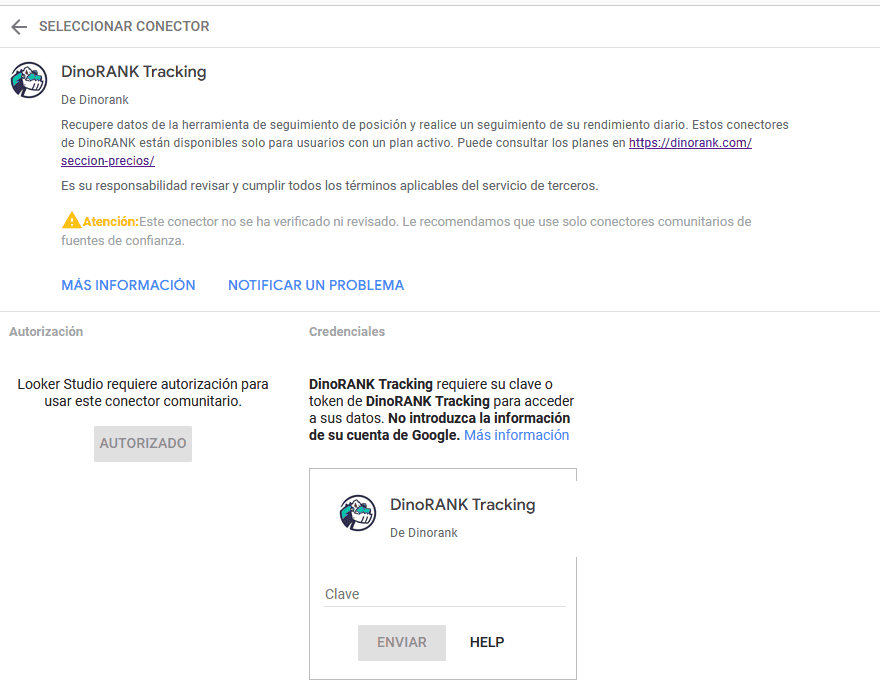 Cómo conectar DinoRANK con Looker Studio (panel de Looker Studio)