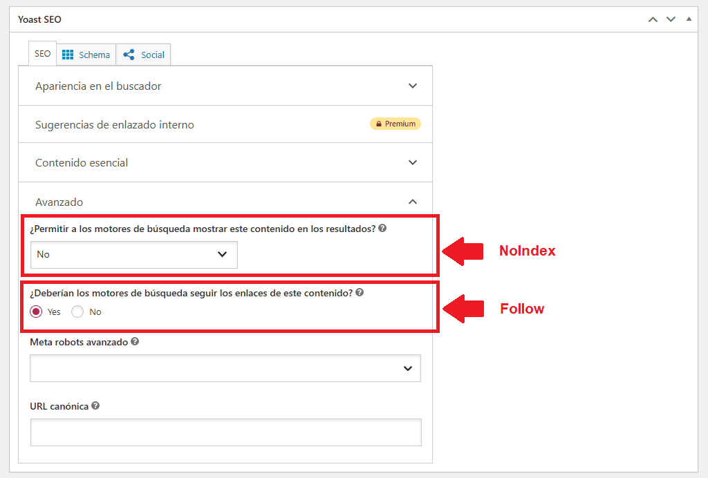 Estrategias para resolver canibalizaciones SEO: meta-etiquetas noIndex y follow con Yoast SEO
