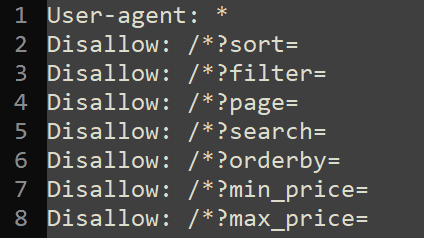 Ejemplo de robots.txt para un ecommerce