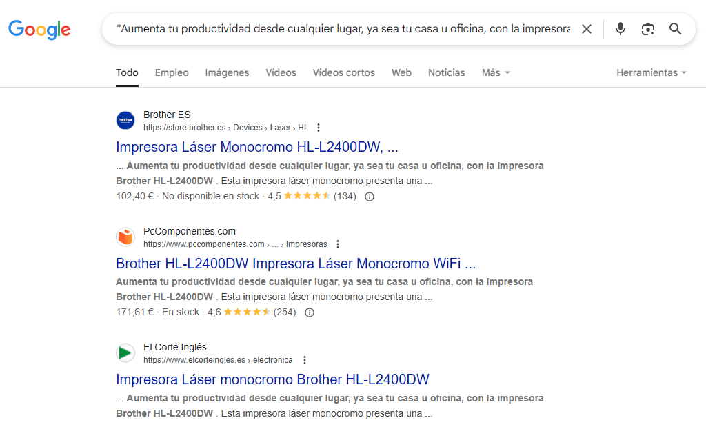 SEO para fichas de productos: contenido duplicado