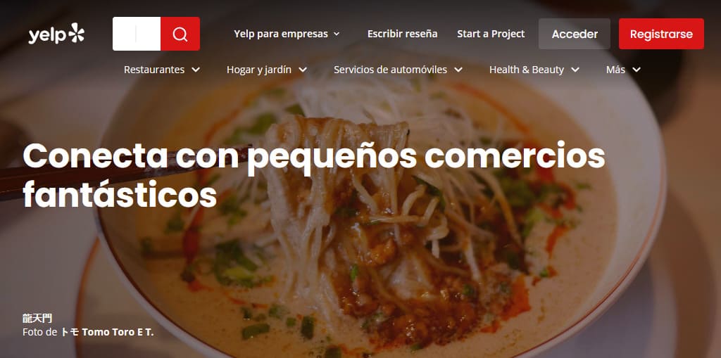 Captura de Yelp