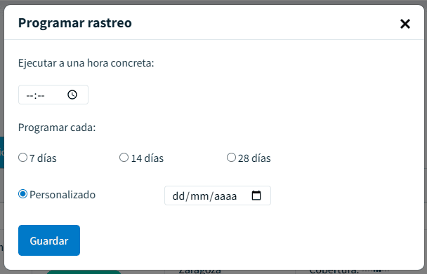 Módulo de SEO Local de DinoRANK: Programar rastreo