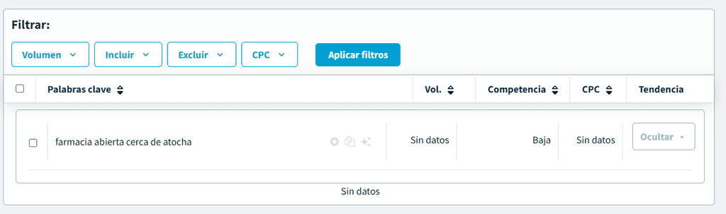 Búsqueda de una palabra clave de alta conversión en DinoRANK