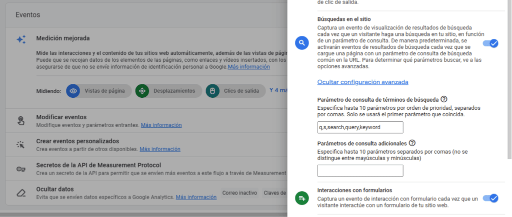 Habilitar el seguimiento de búsquedas internas en Google Analytics 4 (GA4)
