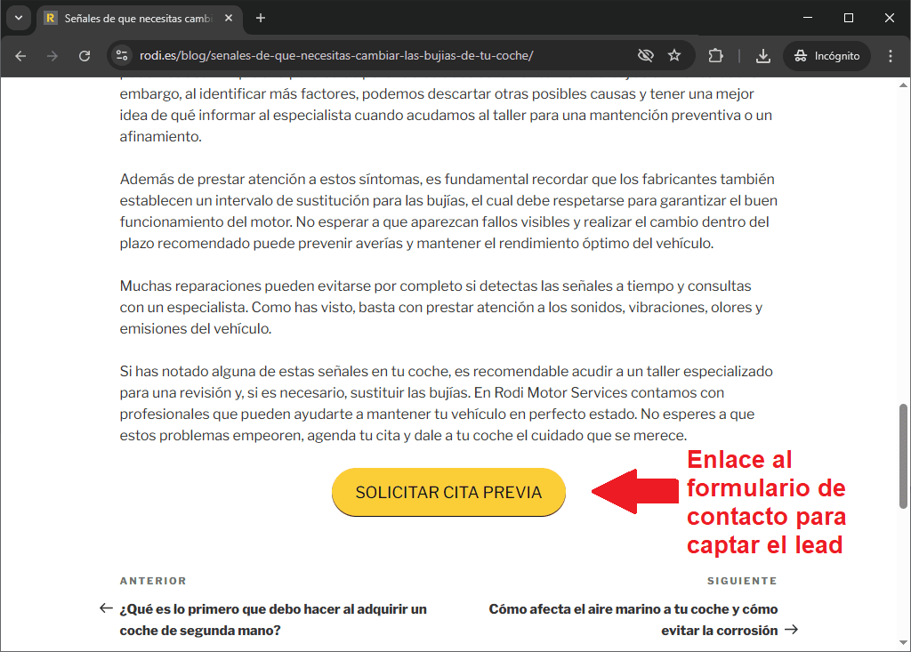Redirigir tráfico del blog hacia los servicios