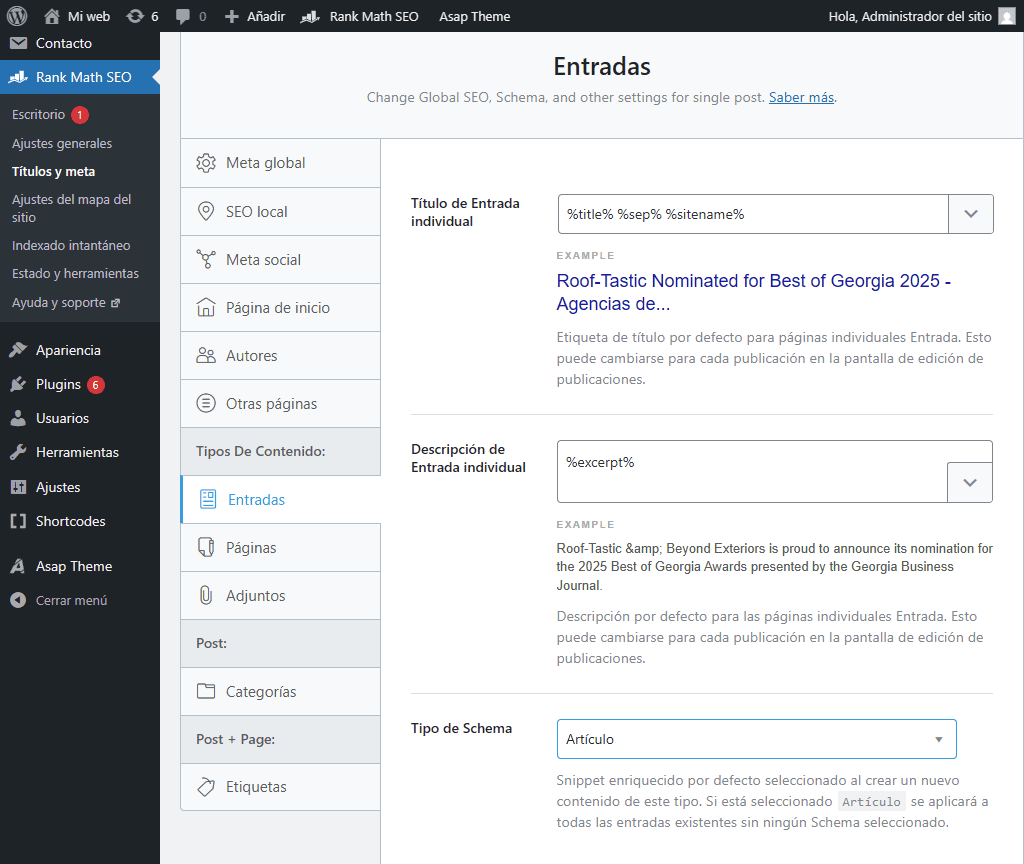 Datos estructurados con plugin de WordPress: ejemplo de Rank Math SEO