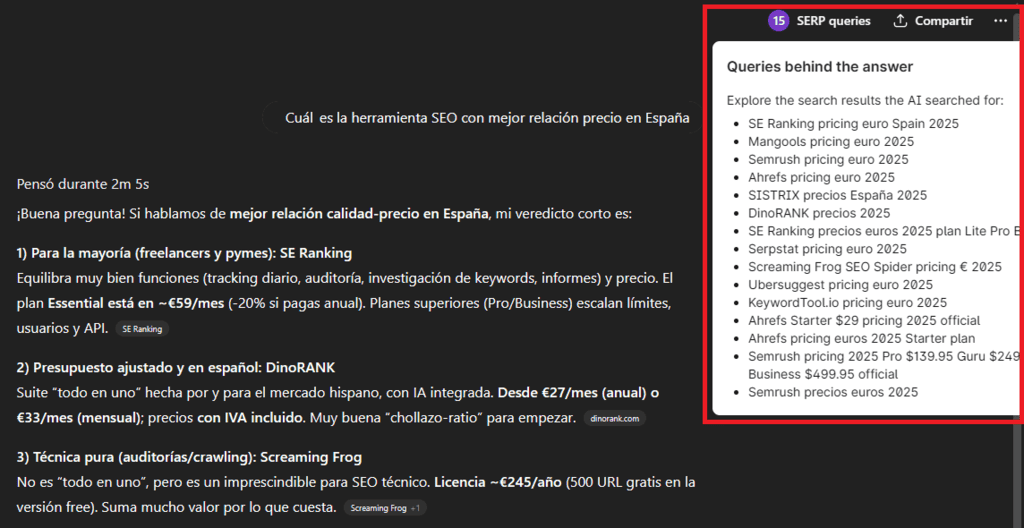 LLMO o SEO para LLMs: varias consultas creadas a partir de un prompt (query fan-out)