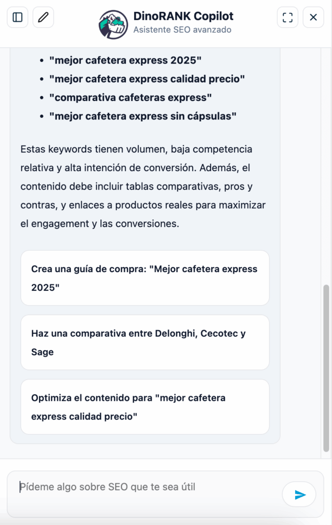 Copilot, el asistente de DinoRANK