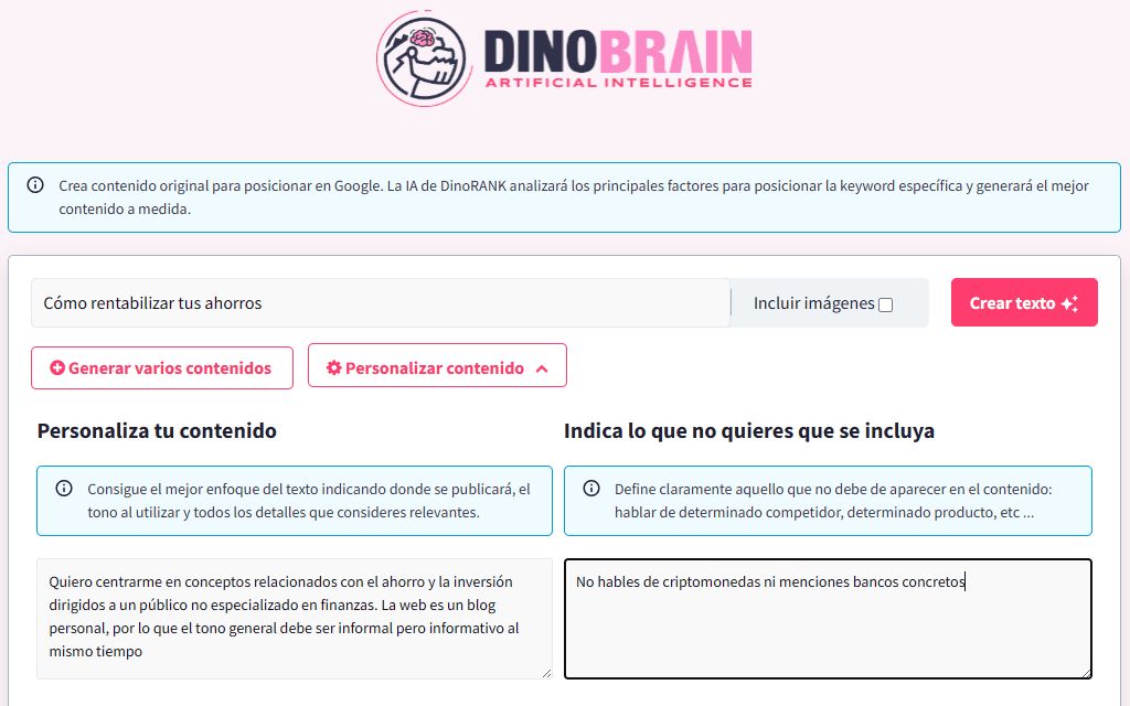 Personalizar la generación de textos con DinoBRAIN