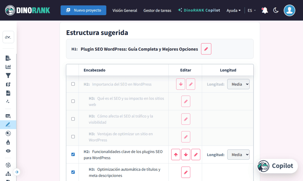 DinoBRAIN Pro: encabezados