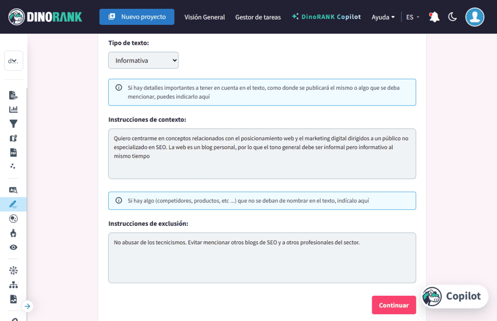 DinoBRAIN Pro: personalizar