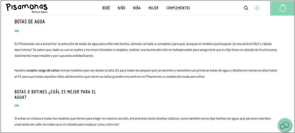 Ejemplo de guía de compra en un ecommerce