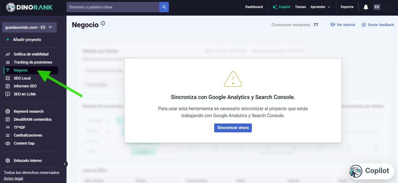 Paso 1: accede al módulo de Negocio