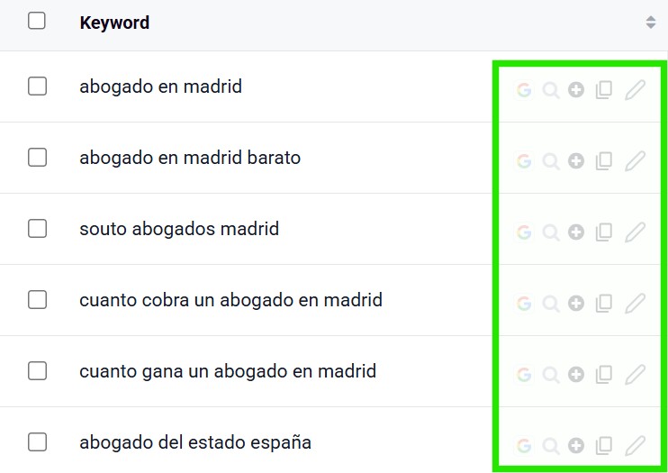 Paso 8: actúa sobre cada keyword sugerida