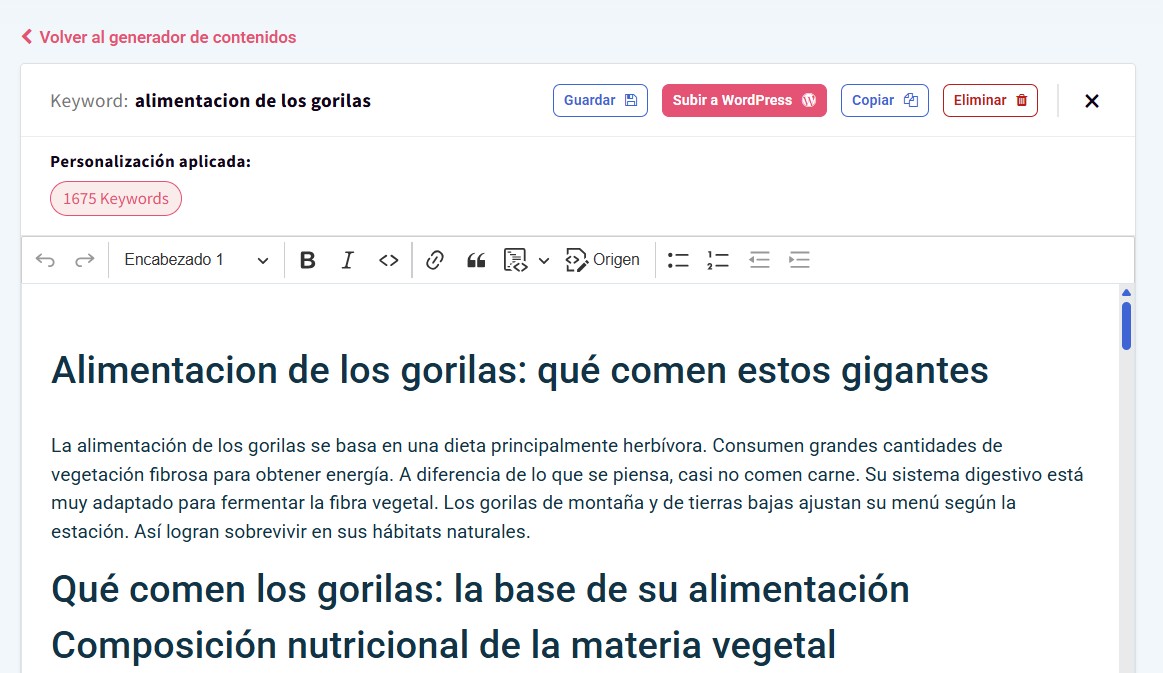 También es posible subir el texto directamente a WordPress