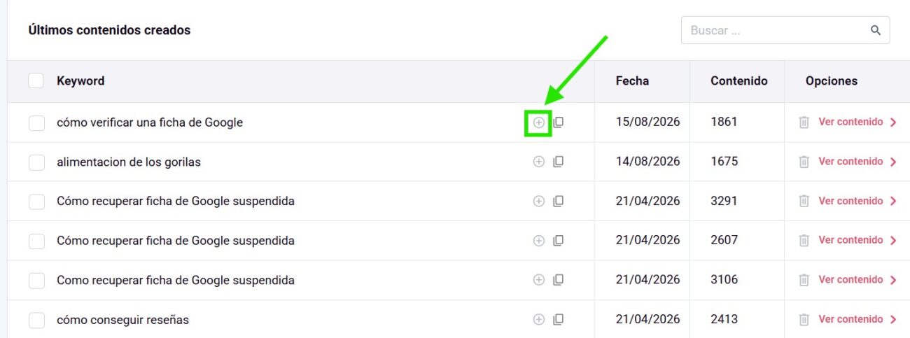 Selecciona la casilla de las keywords