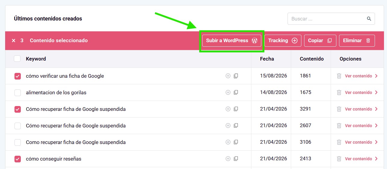 Subir a WordPress