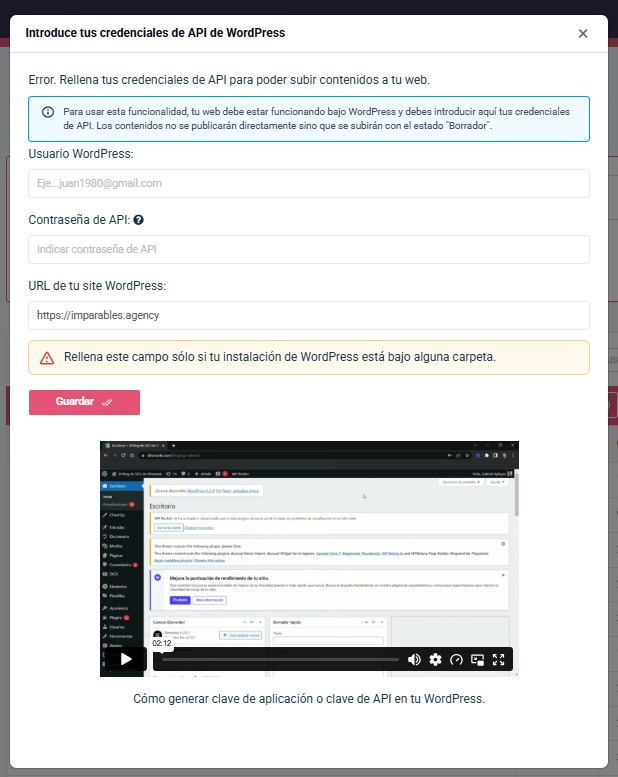 API de tu WordPress