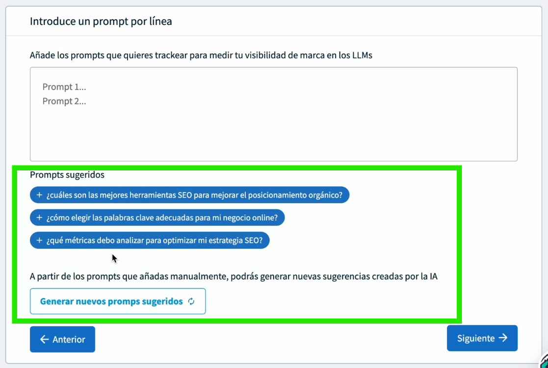 Generar prompts sugeridos