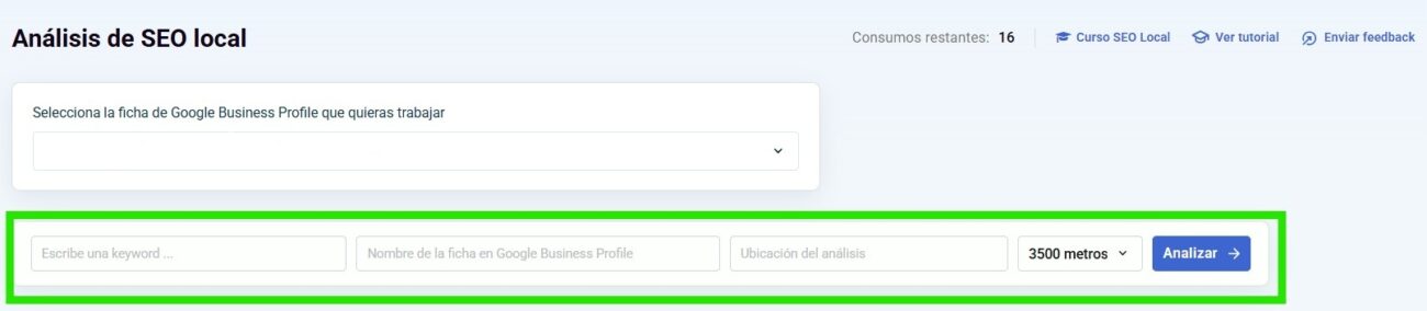 Paso 3: configura tu análisis y lanza la búsqueda
