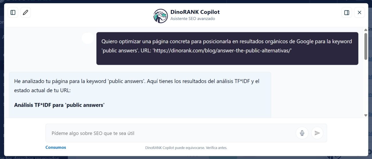 chatbot IA de DinoRANK
