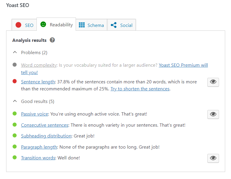 yoast seo readibility