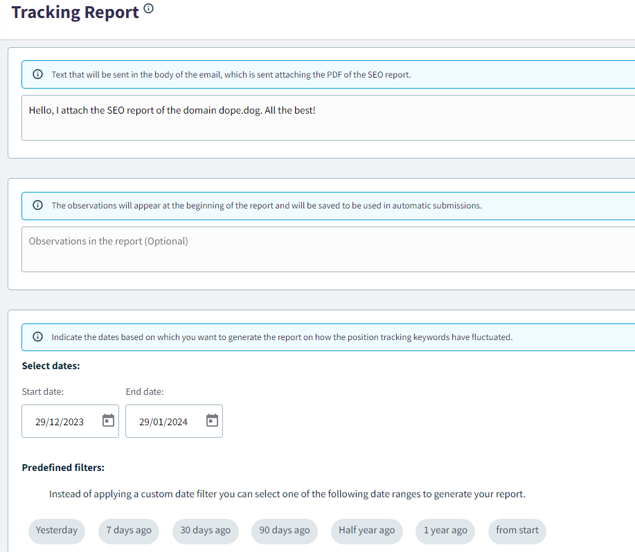 tracking report